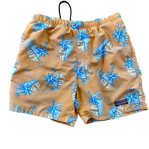 Vineyard Vines Sailboats And Compasses Swim Trunks Orange And Blue Men's Size LG - Picture 2 of 12